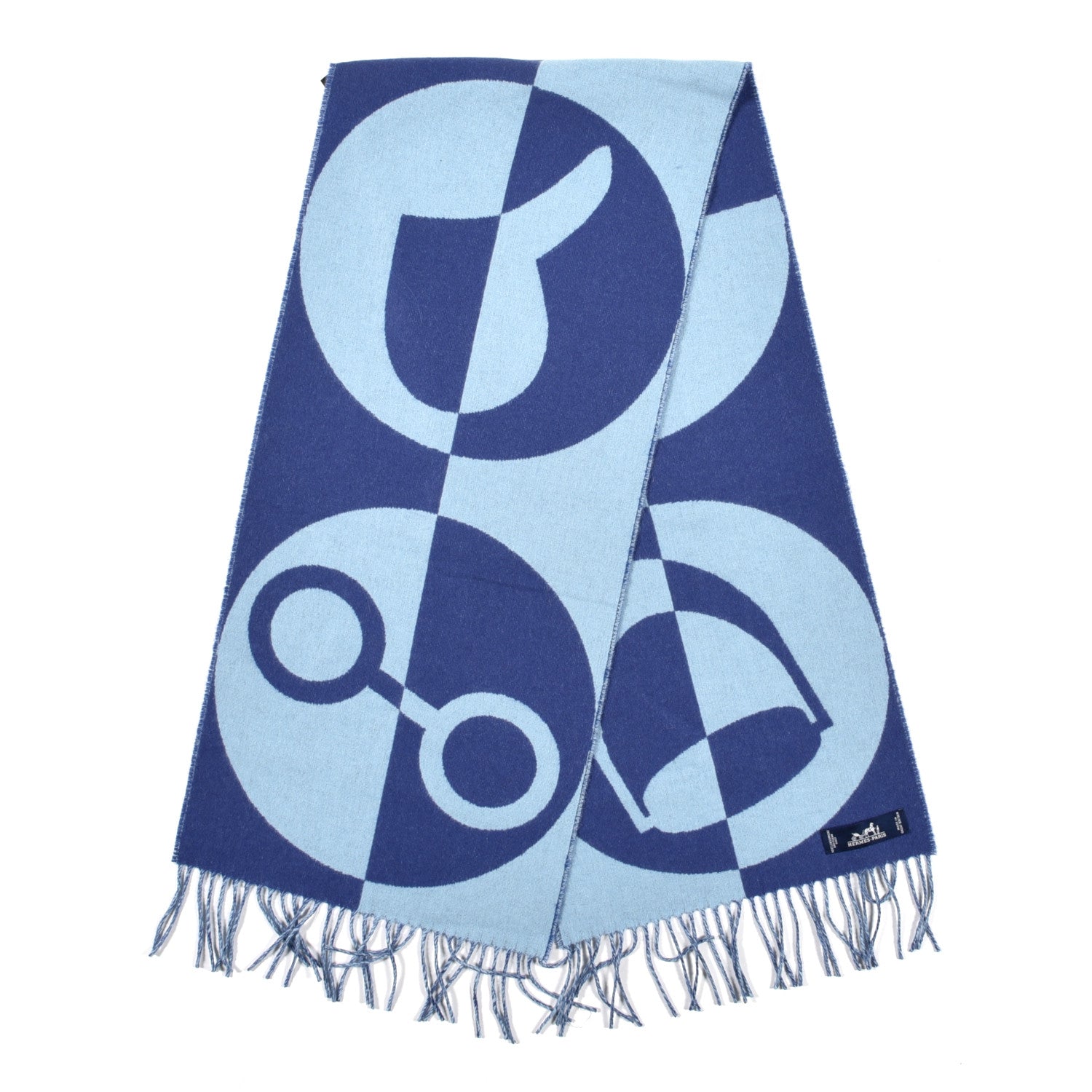 Hermes Cashmere Casaque Charms Muffler Outremer Bleu Ciel 2 of 5