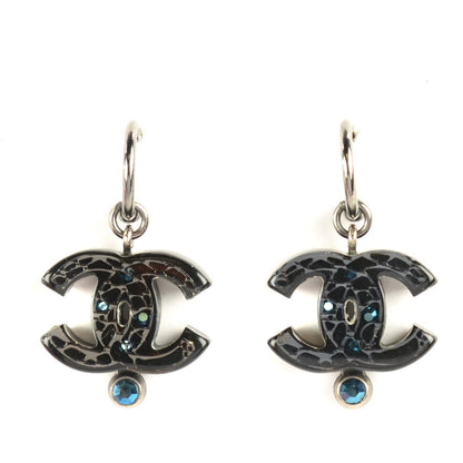 Chanel Resin Crystal CC Earrings Black 1 of 4