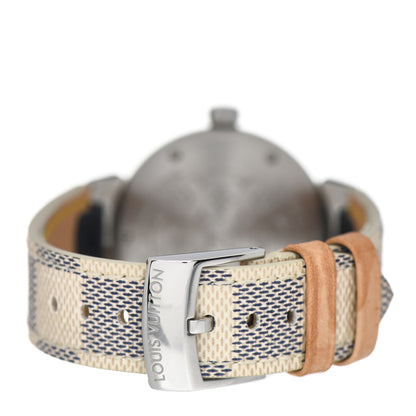 Louis Vuitton Stainless Steel Damier Azur 31mm Tambour Quartz Watch 3 of 5