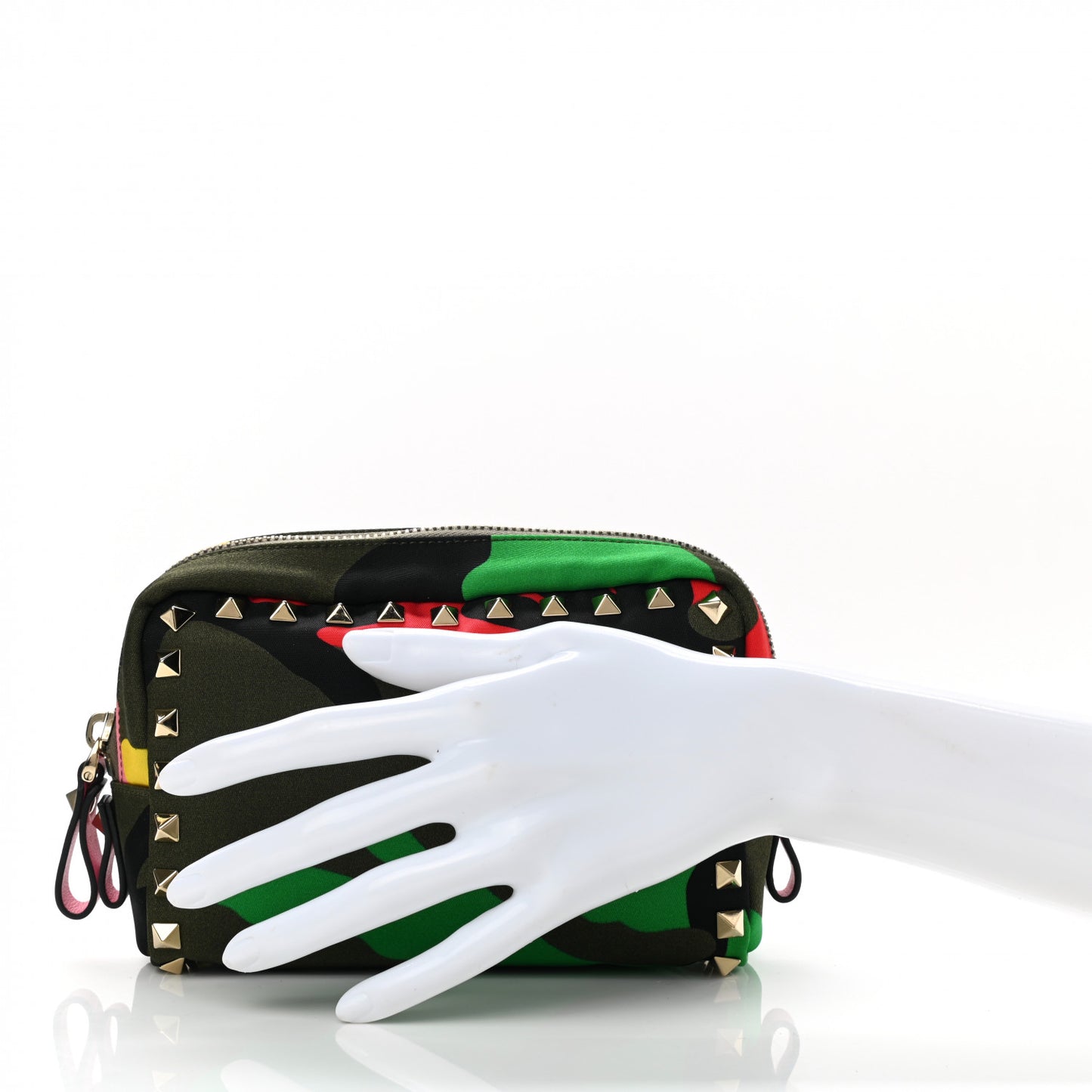 Nylon Camouflage Rockstud Pouch Multicolor