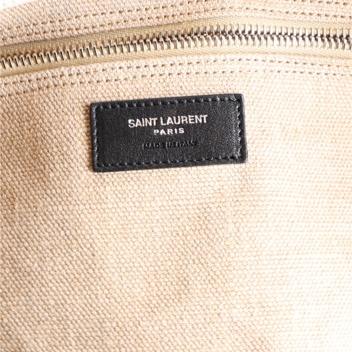 Saint Laurent Linen Calfskin Small Rive Gauche Tote Greggio Natural 5 of 9