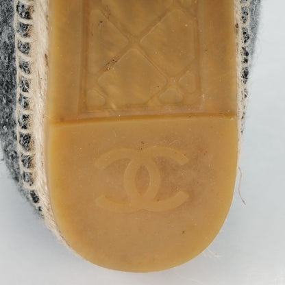 Chanel Tweed Velvet CC Espadrilles 39 Grey Black 6 of 9
