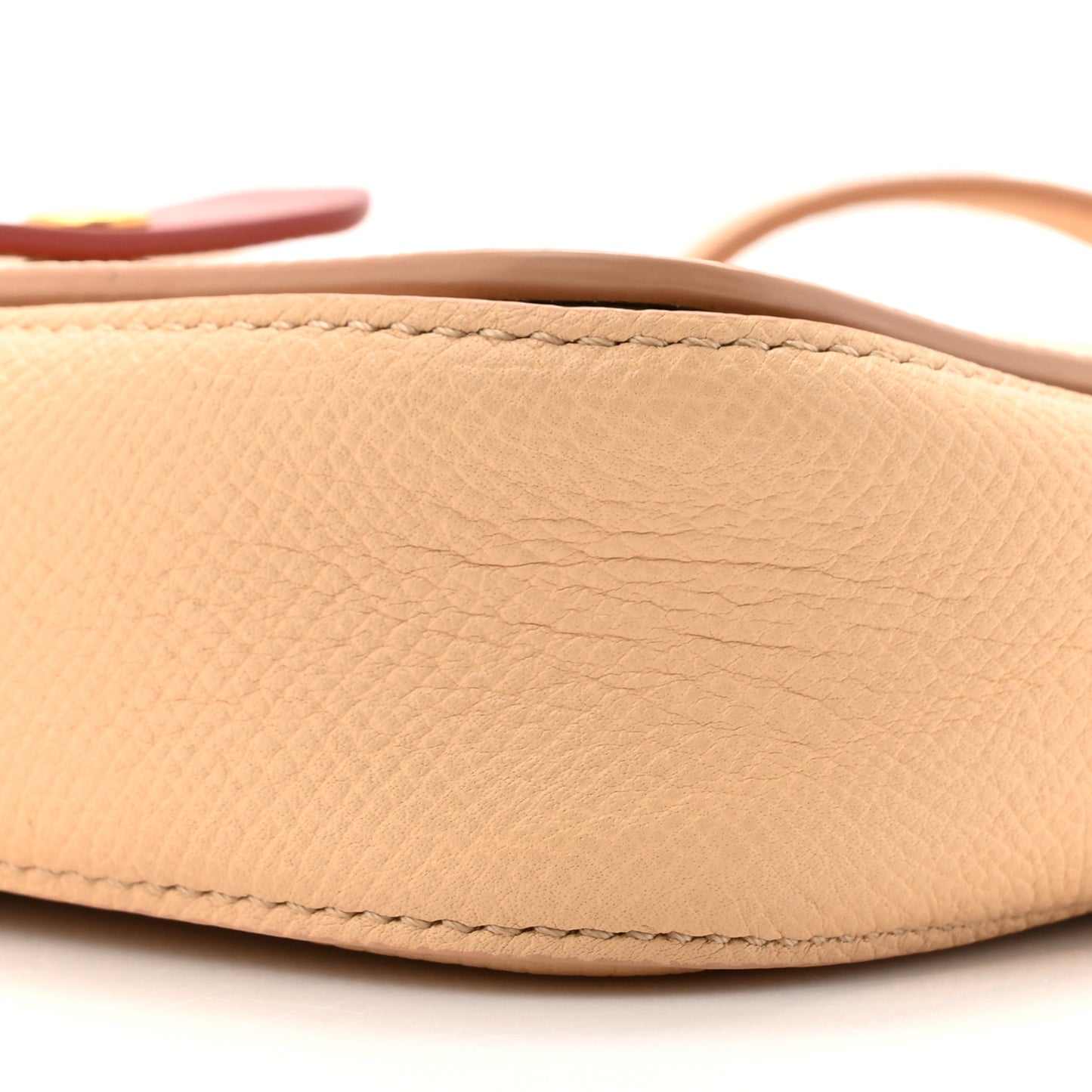 Grained Shiny Calfskin Strap Clutch Light Taupe Red