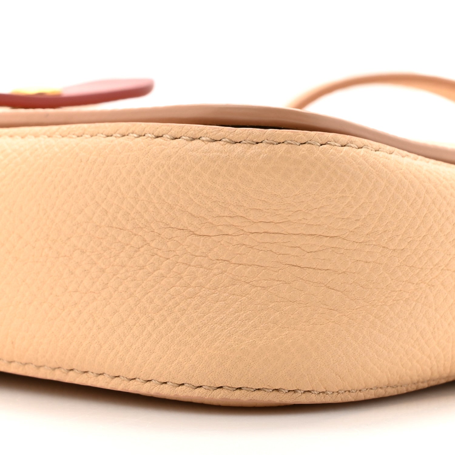 Celine Grained Shiny Calfskin Strap Clutch Light Taupe Red 9 of 10