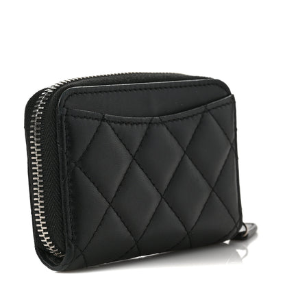 Chanel Lambskin Quilted Zip Coin Purse Black 3 of 8