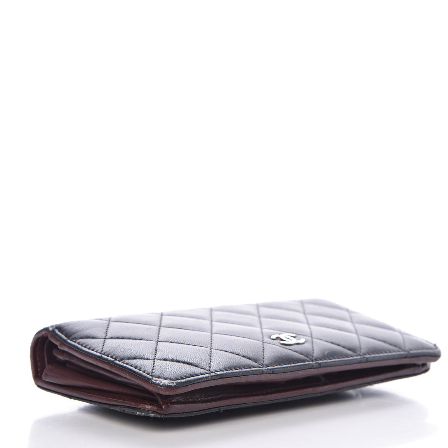 Lambskin Quilted Yen Wallet Black