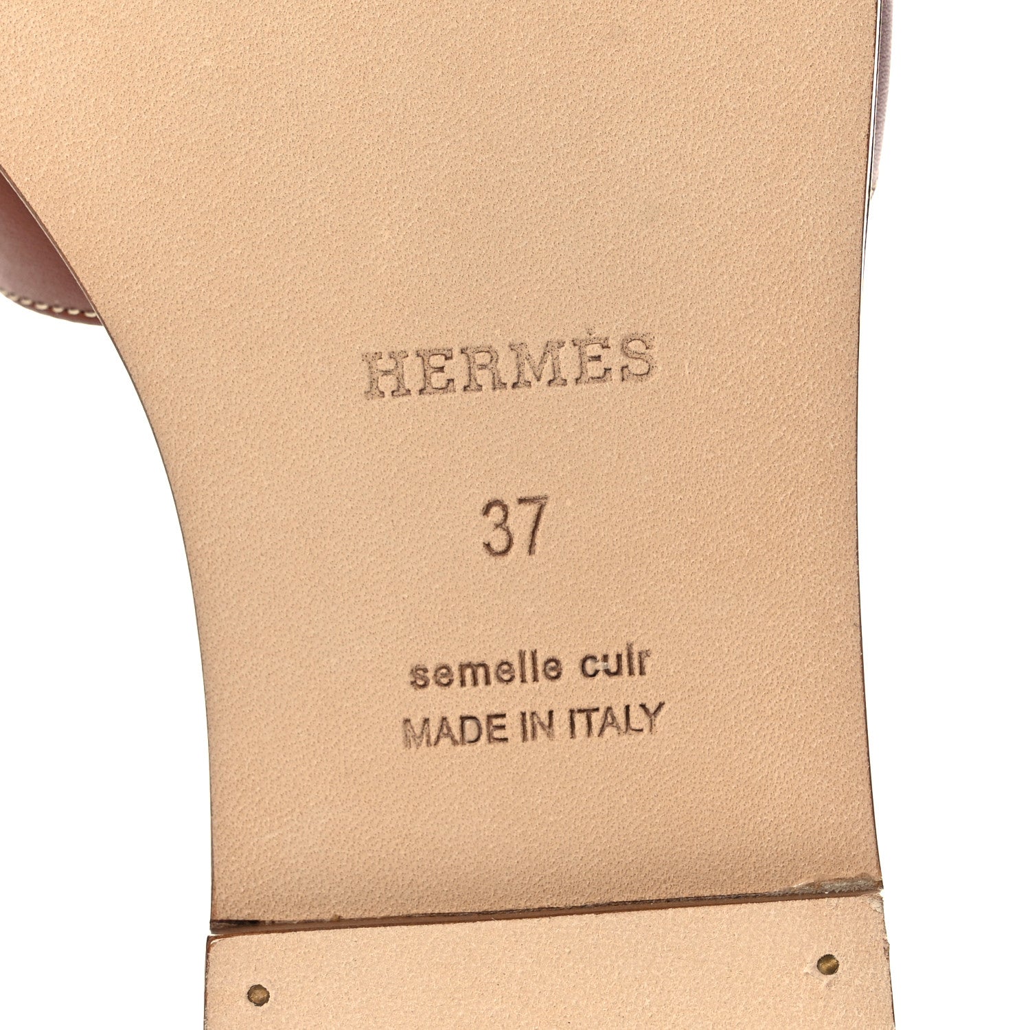Hermes Box Calfskin Oran Sandals 37 Gold 6 of 9