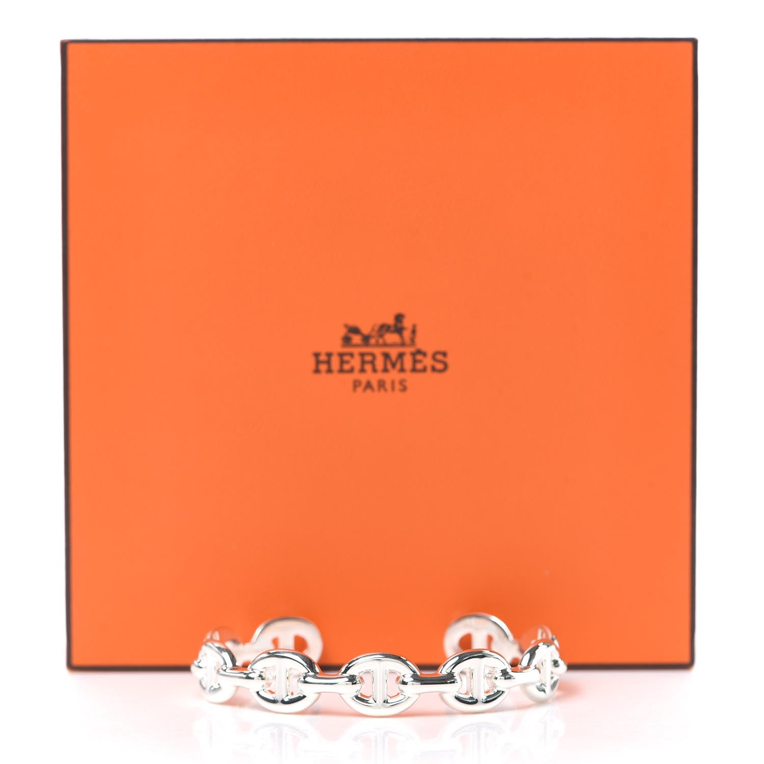 Hermes Sterling Silver MM Chaine d'Ancre Enchainee Cuff Bracelet SH 5 of 5