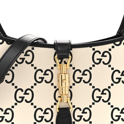Gucci Azalea Calfskin GG Monogram Bi-Color Debossed Small Jackie 1961 Hobo Mystic White Black 8 of 12