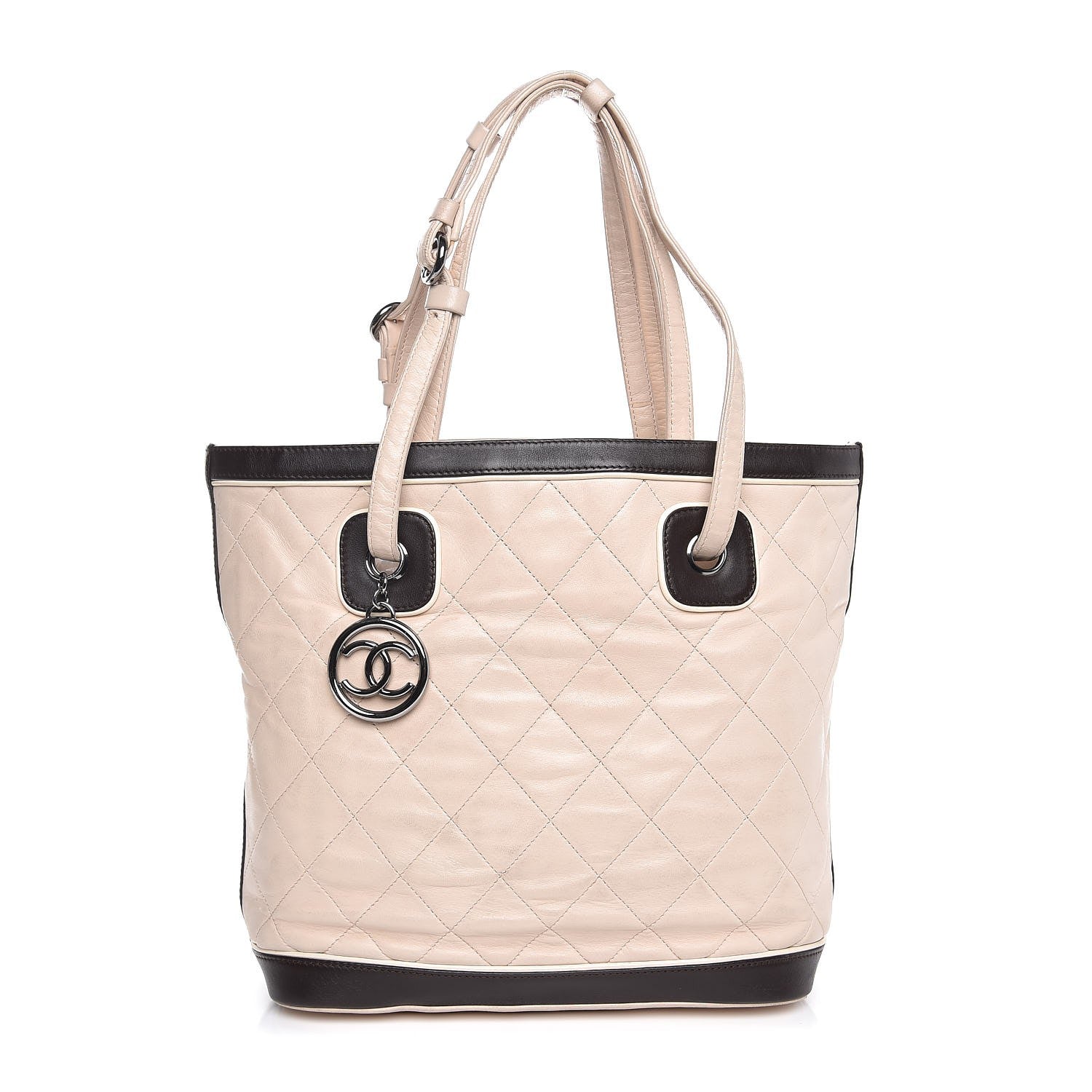 Chanel Lambskin Quilted Small Paris Biarritz Tote Beige Brown 1 of 10