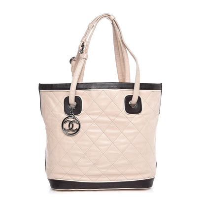 Chanel Lambskin Quilted Small Paris Biarritz Tote Beige Brown 1 of 10