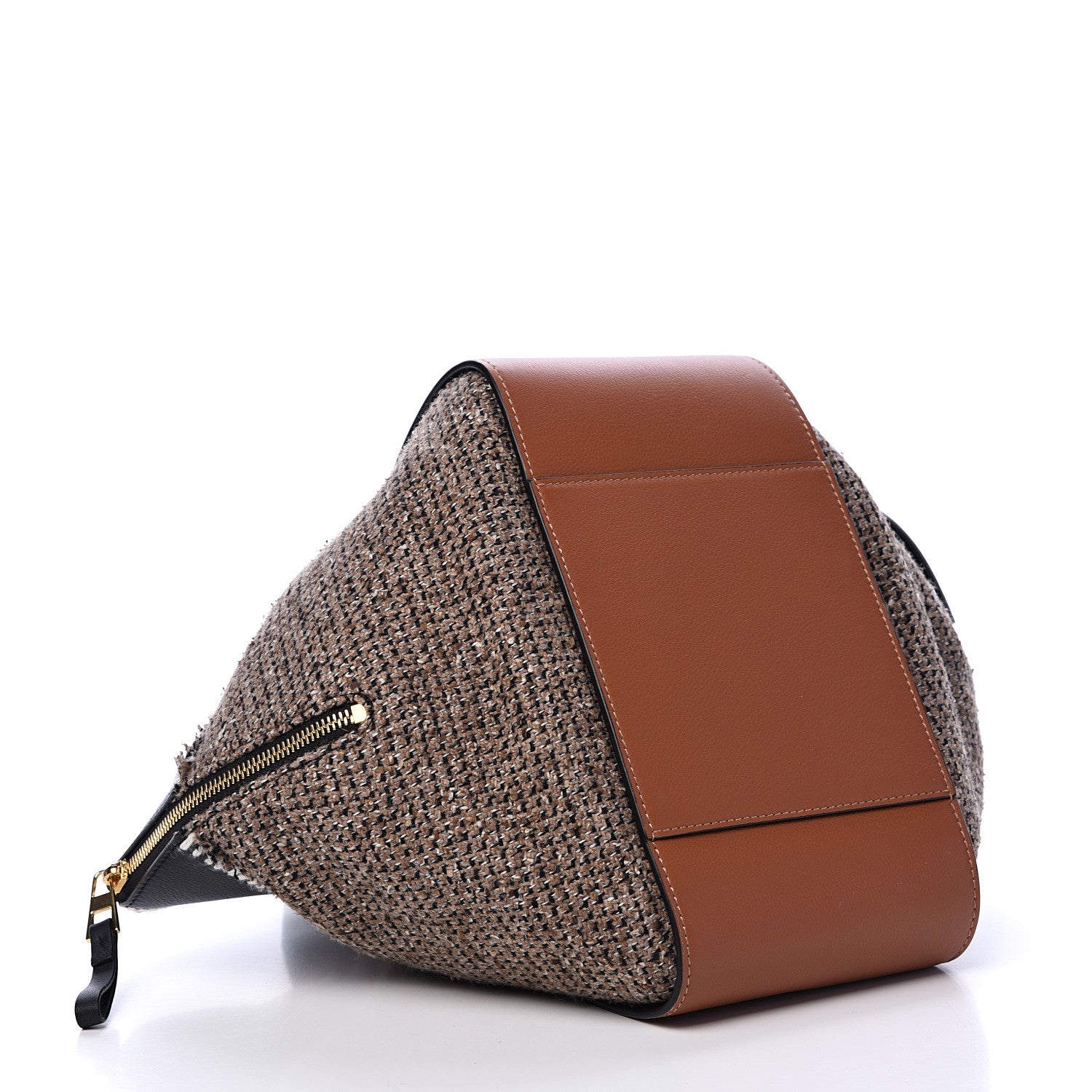 Loewe Calfskin Tweed Medium Hammock Shoulder Bag Tan Black 3 of 12