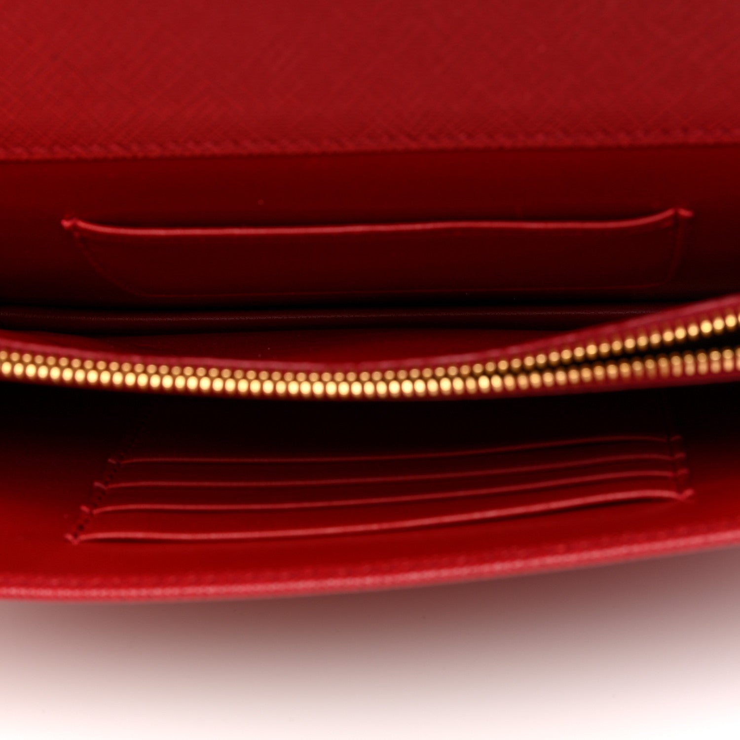 Prada Saffiano Lux Monochrome Chain Wallet Fuoco 6 of 10