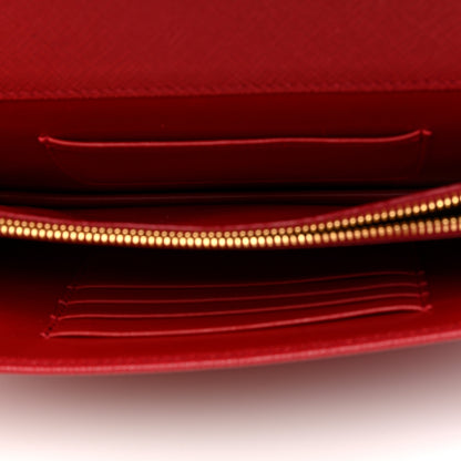 Prada Saffiano Lux Monochrome Chain Wallet Fuoco 6 of 10