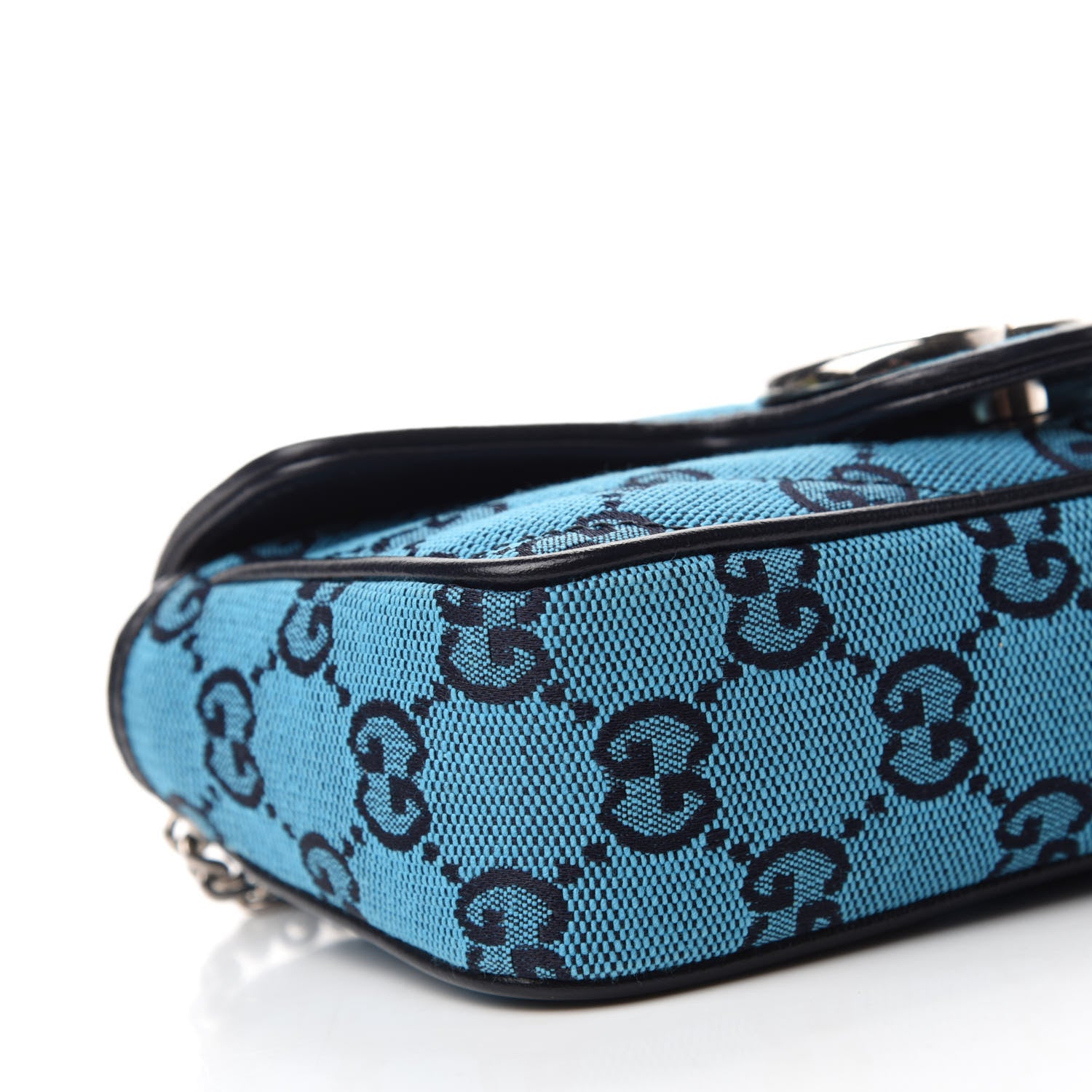 Gucci Monogram Multicolor Matelasse Diagonal Super Mini GG Marmont Shoulder Bag Light Blue 6 of 12