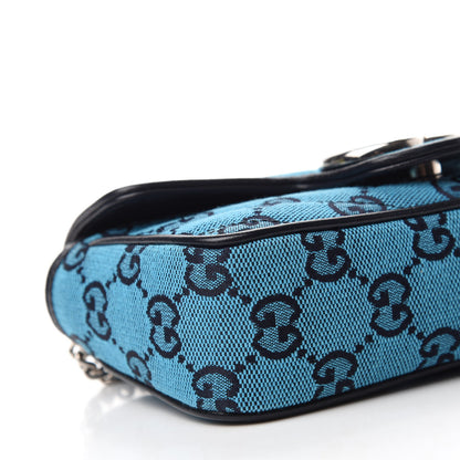 Gucci Monogram Multicolor Matelasse Diagonal Super Mini GG Marmont Shoulder Bag Light Blue 6 of 12