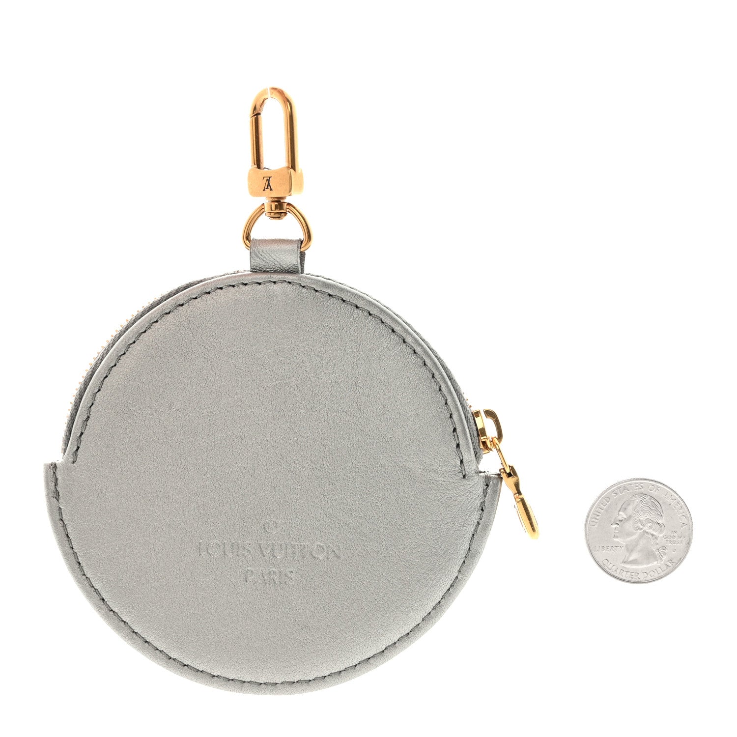 Louis Vuitton Metallic Calfskin New Wave Multi Pochette Round Coin Purse Silver 2 of 5