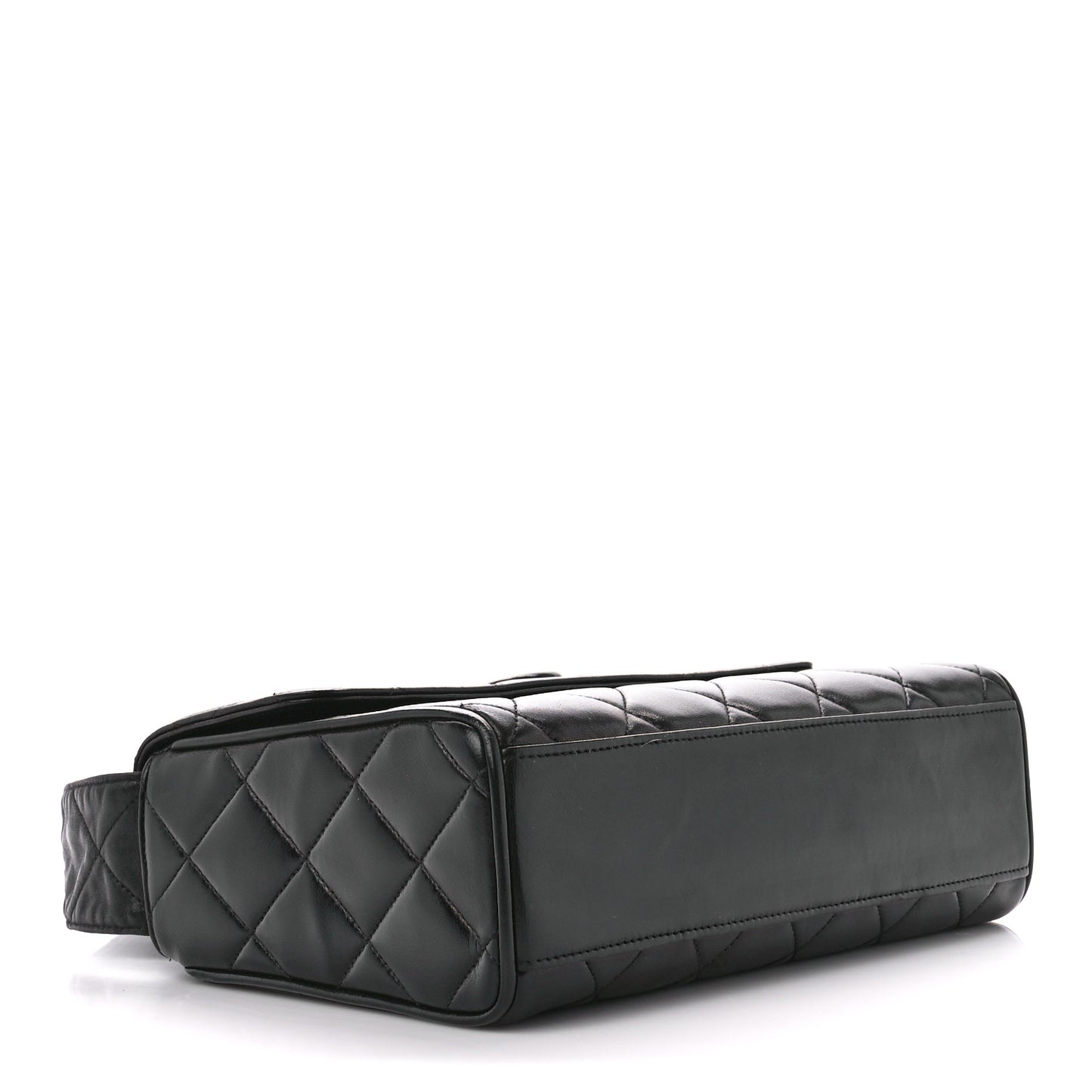 Lambskin Quilted CC Single Flap Shoulder Bag Black