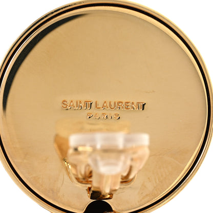 Saint Laurent Metal Resin Square Geometric Clip On Earrings Creme Dor 4 of 4