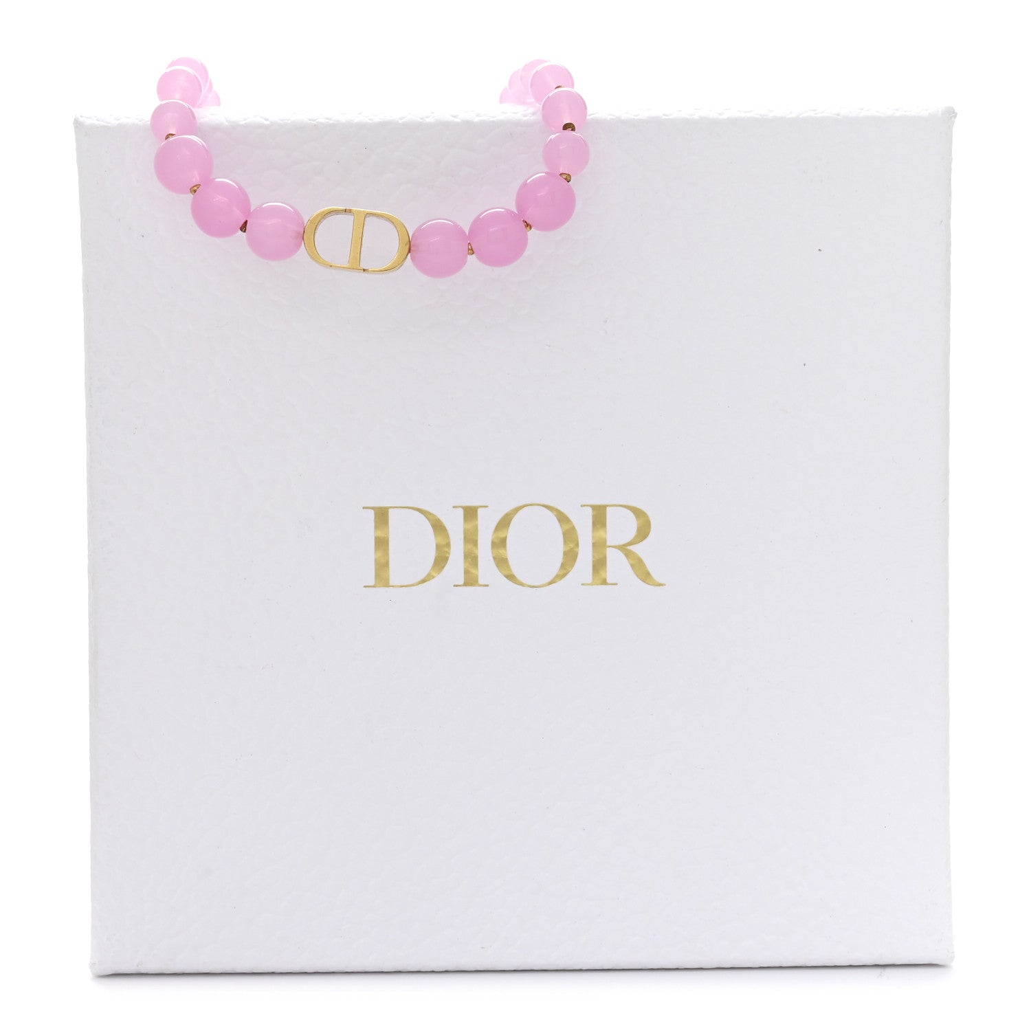 Christian Dior Metal Resin Bead 30 Montaigne Choker Necklace Pink