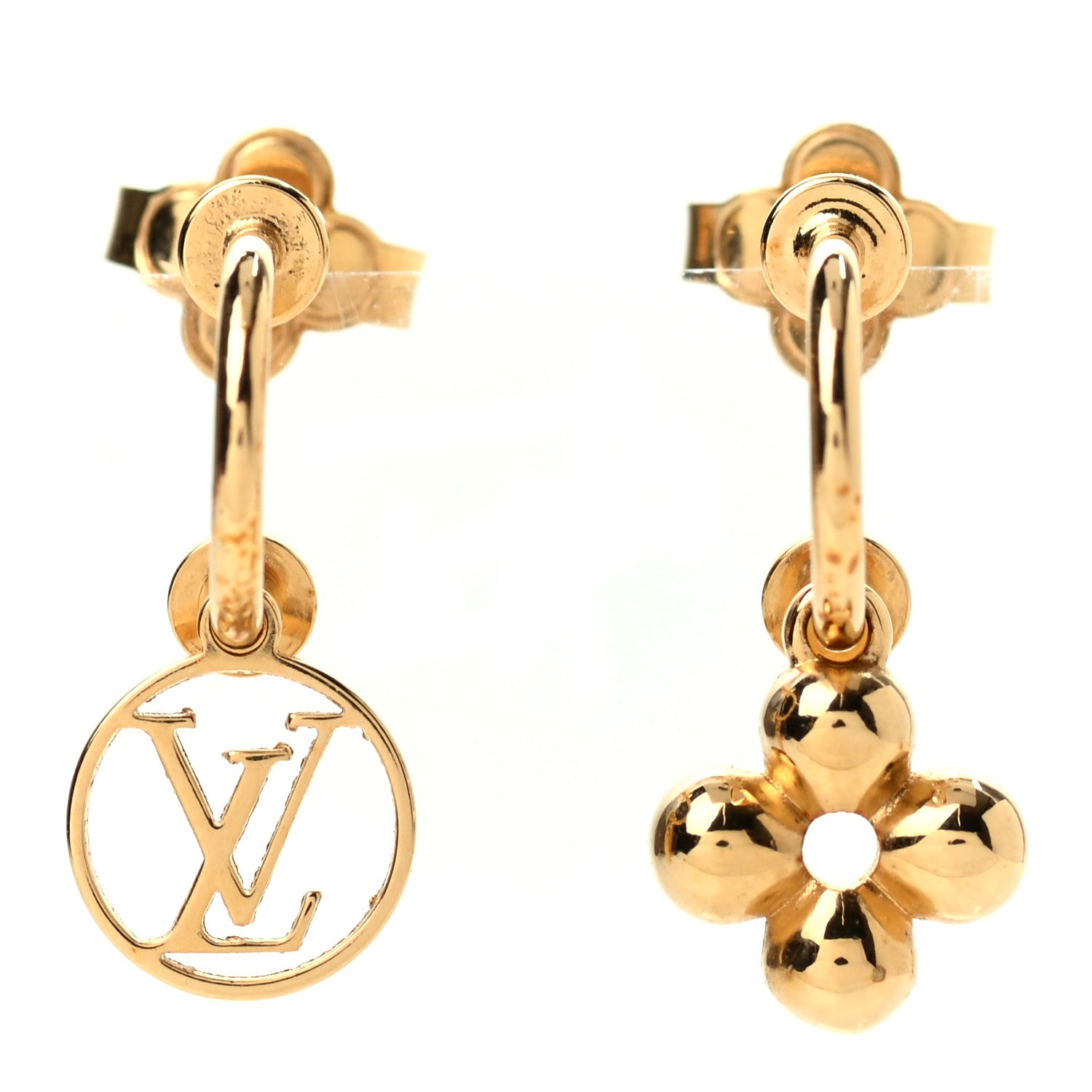 Louis Vuitton Brass Blooming Earrings Gold 1 of 5