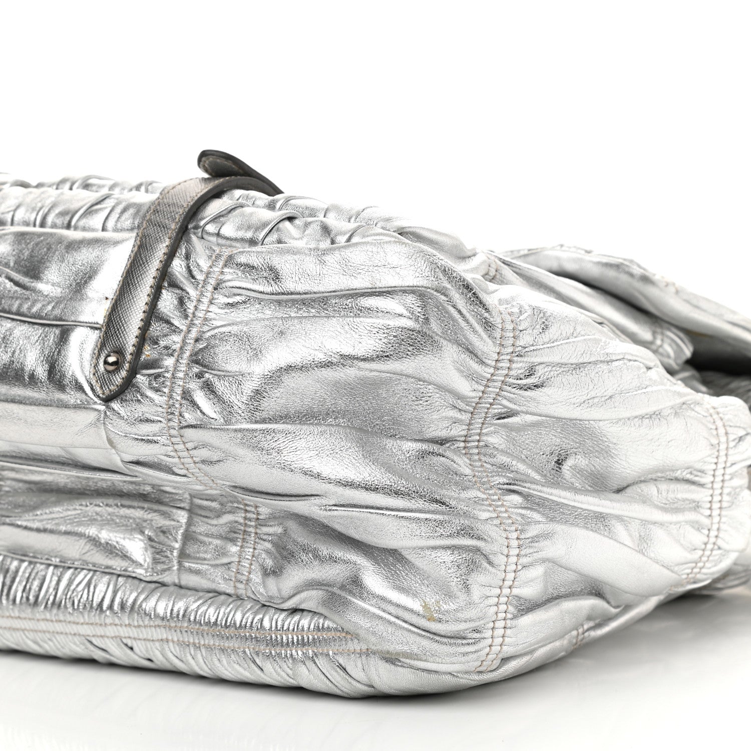 Prada Metallic Nappa Gaufre Messenger Tote Silver 10 of 20