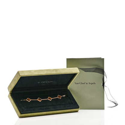 Van Cleef & Arpels 18K Yellow Gold Tiger Eye 5 Motifs Vintage Alhambra Bracelet 5 of 5