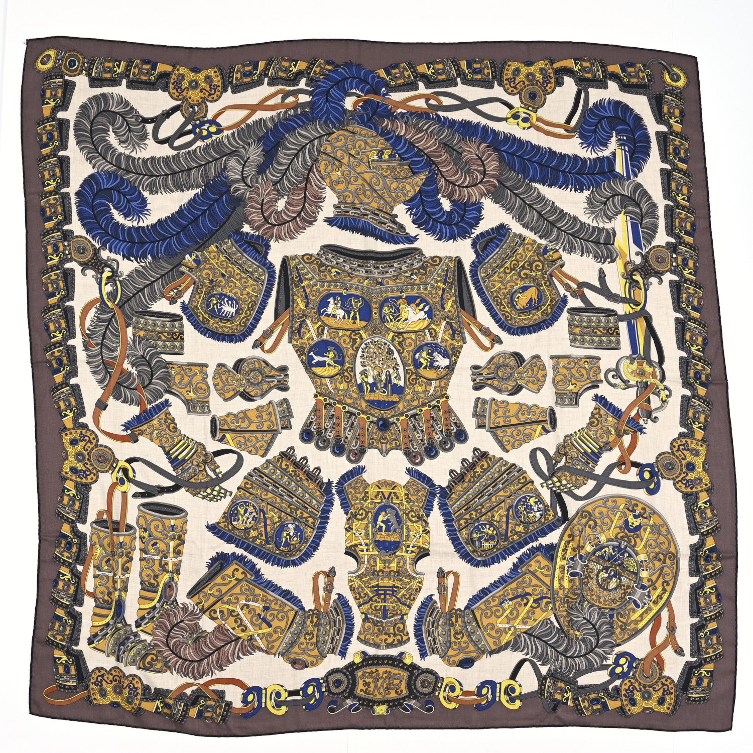 Hermes Cashmere Silk Sous L'Egide De Mars Shawl 140 1 of 5