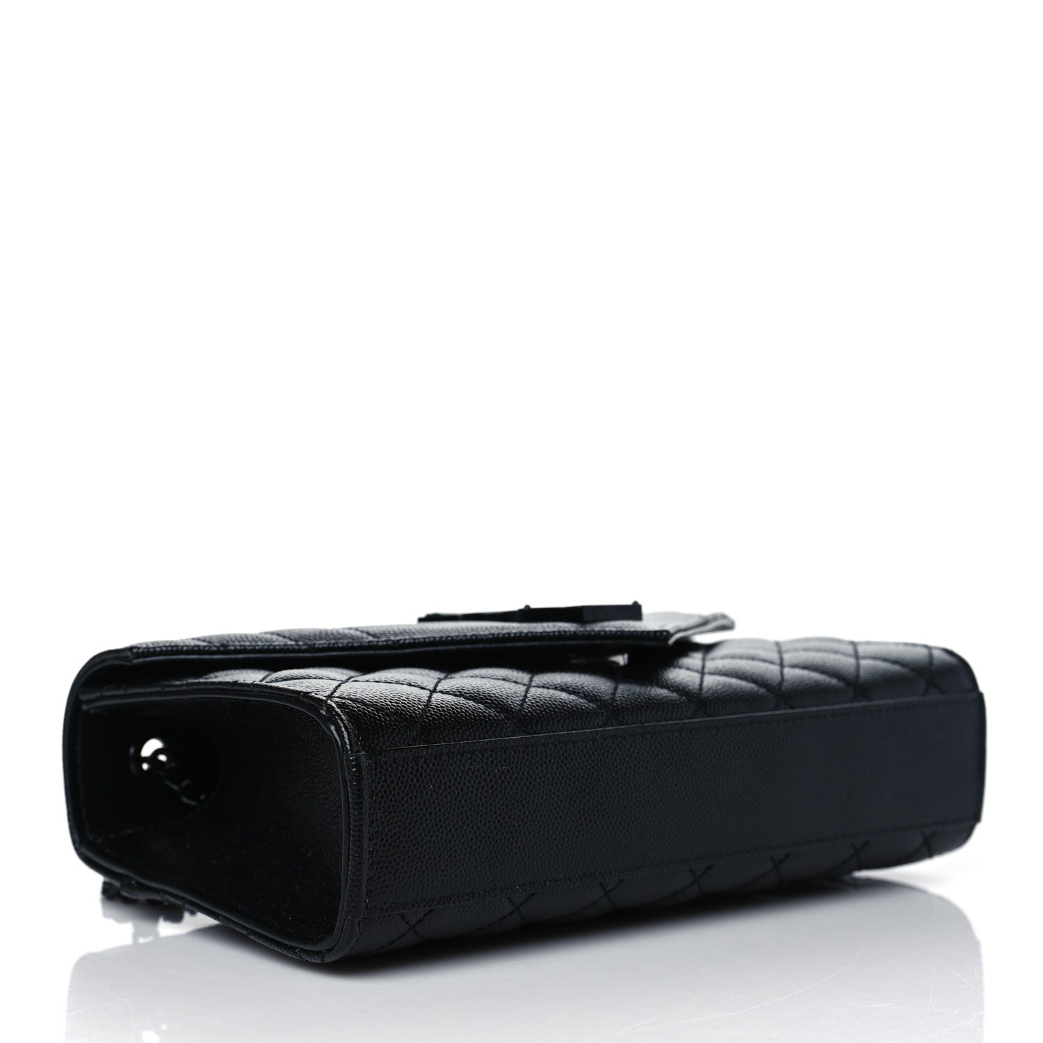 Saint Laurent Grain De Poudre Textured Mixed Matelasse Triquilt Small Monogram Satchel Black 3 of 8
