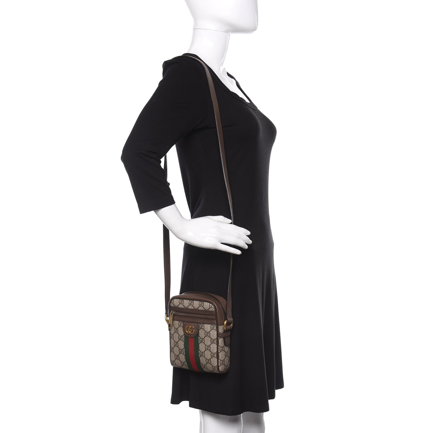 Gucci GG Supreme Monogram Web Mini Ophidia Messenger Brown 2 of 10