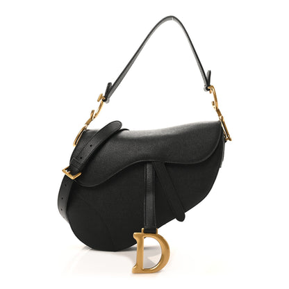 Christian Dior Grained Calfskin Saddle Bag With Strap Black 1 of 10