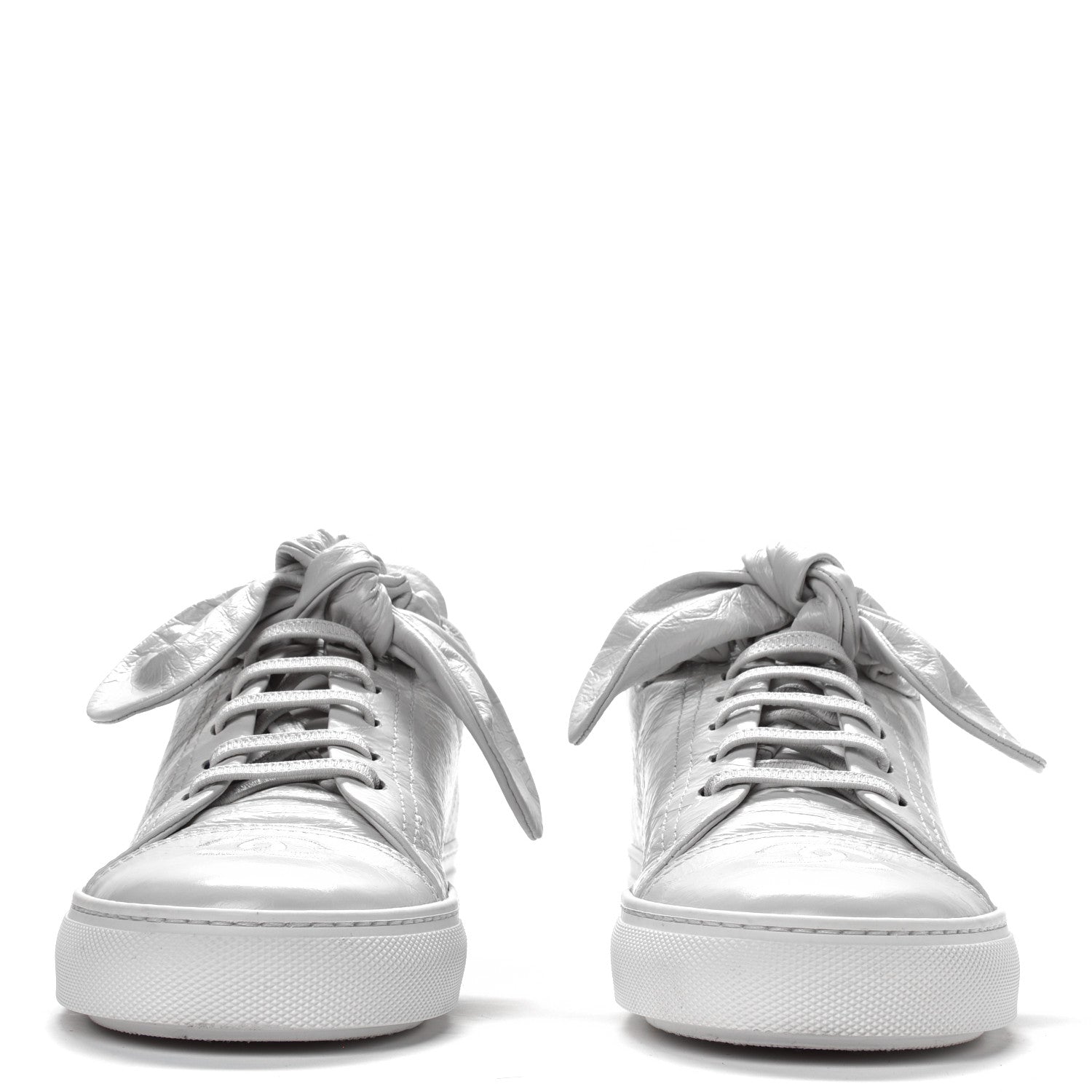 Chanel Crumpled Calfskin Womens CC Bow Sneakers White 2 of 4