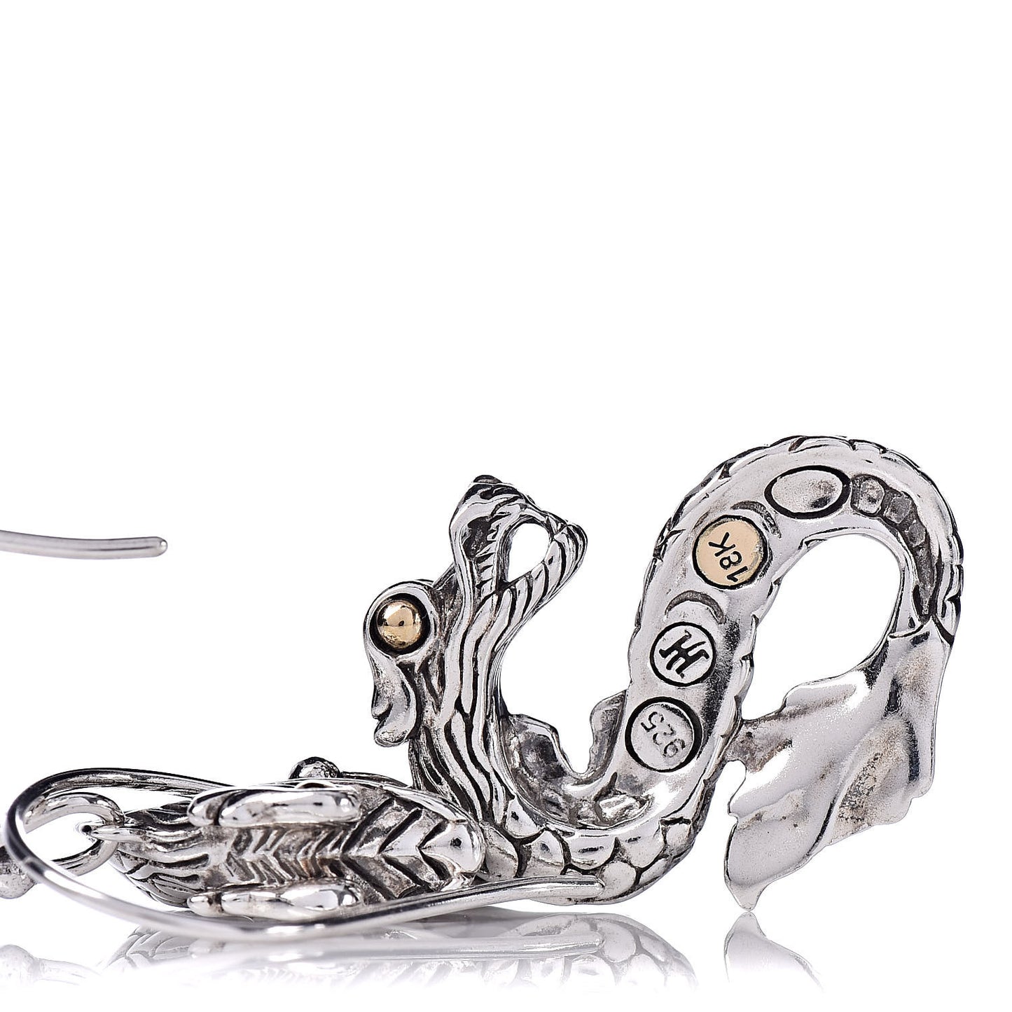 Sterling Silver 18K Yellow Gold Naga Dragon Drop Earrings