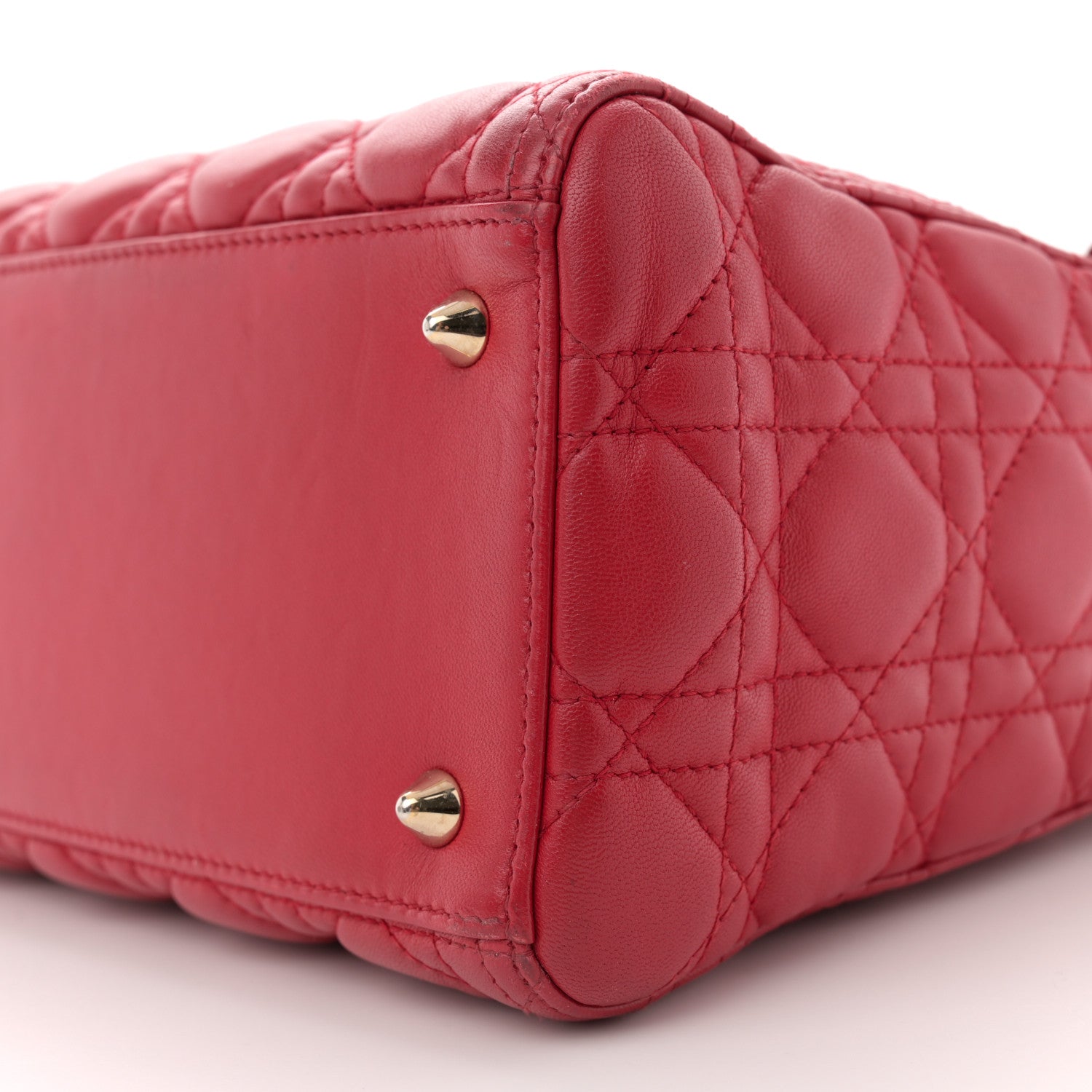 Christian Dior Lambskin Cannage Medium Lady Dior Red 10 of 12