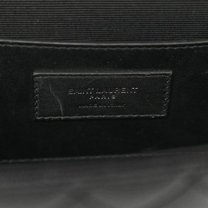 Saint Laurent Grain De Poudre Textured Mixed Matelasse Triquilt Medium Monogram Monochrome Satchel Black 7 of 9
