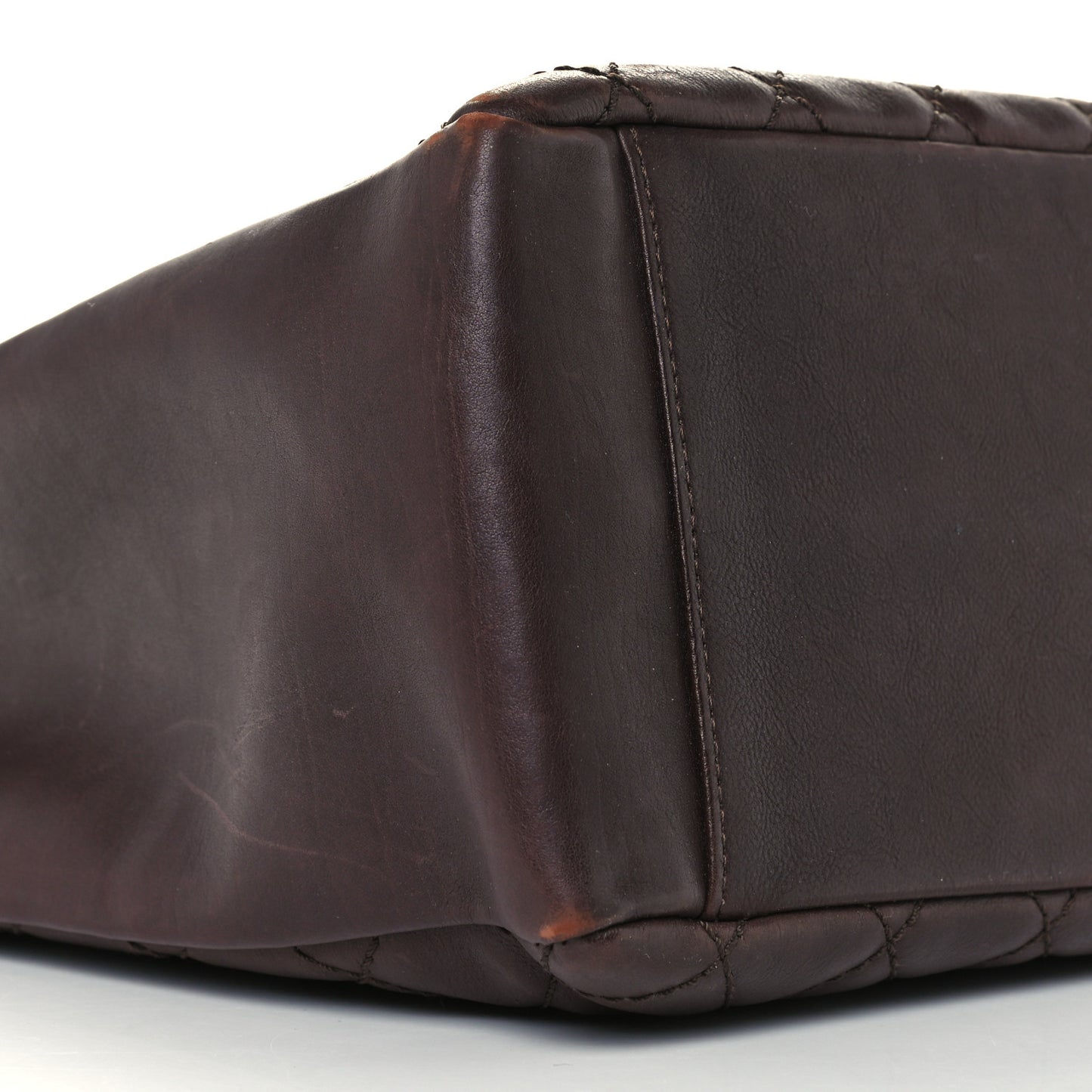Calfskin Quilted Grand Shopping Tote GST Dark Brown