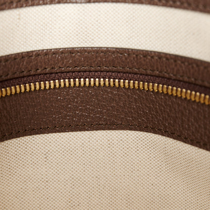 Gucci Monogram Jumbo GG Textured Dollar Calfskin Web Wristlet Messenger Bag Camel Ebony New Acero 7 of 11