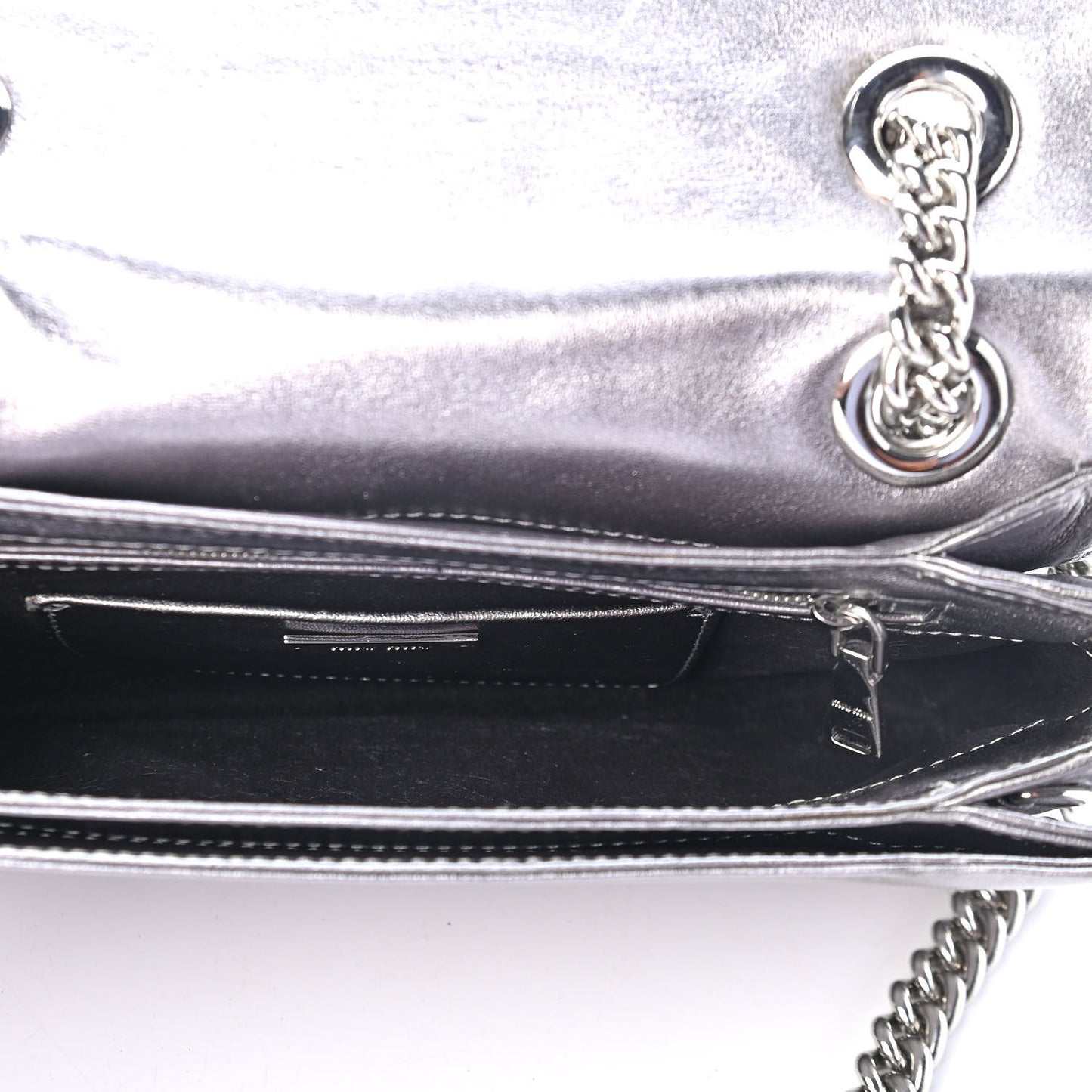Metallic Nappa Matelasse Flap Cromo
