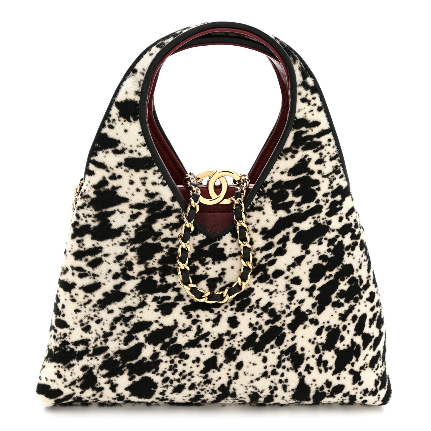 Pony Hair Printed Chic Lady Small Shopping Tote White Black