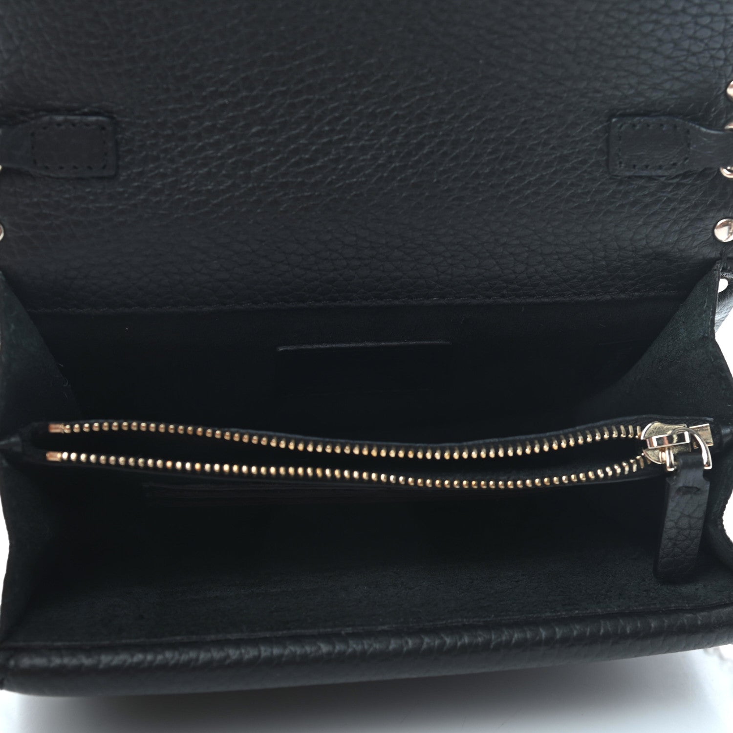Valentino Garavani Pebbled Calfskin Rockstud Wallet on Chain Black 8 of 16