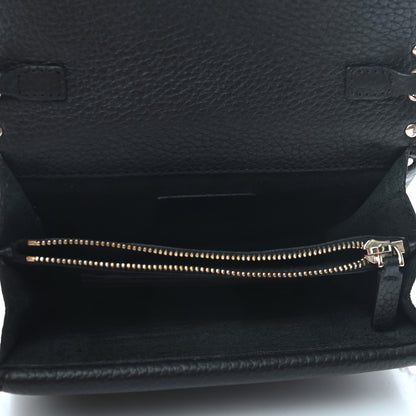 Valentino Garavani Pebbled Calfskin Rockstud Wallet on Chain Black 8 of 16