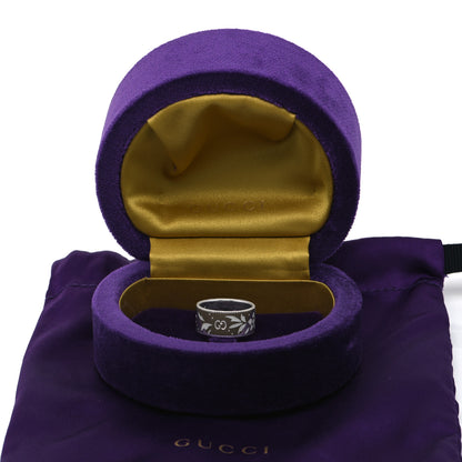 Gucci 18K White Gold Enamel Icon Blooms Wide Ring 54 7 5 of 5