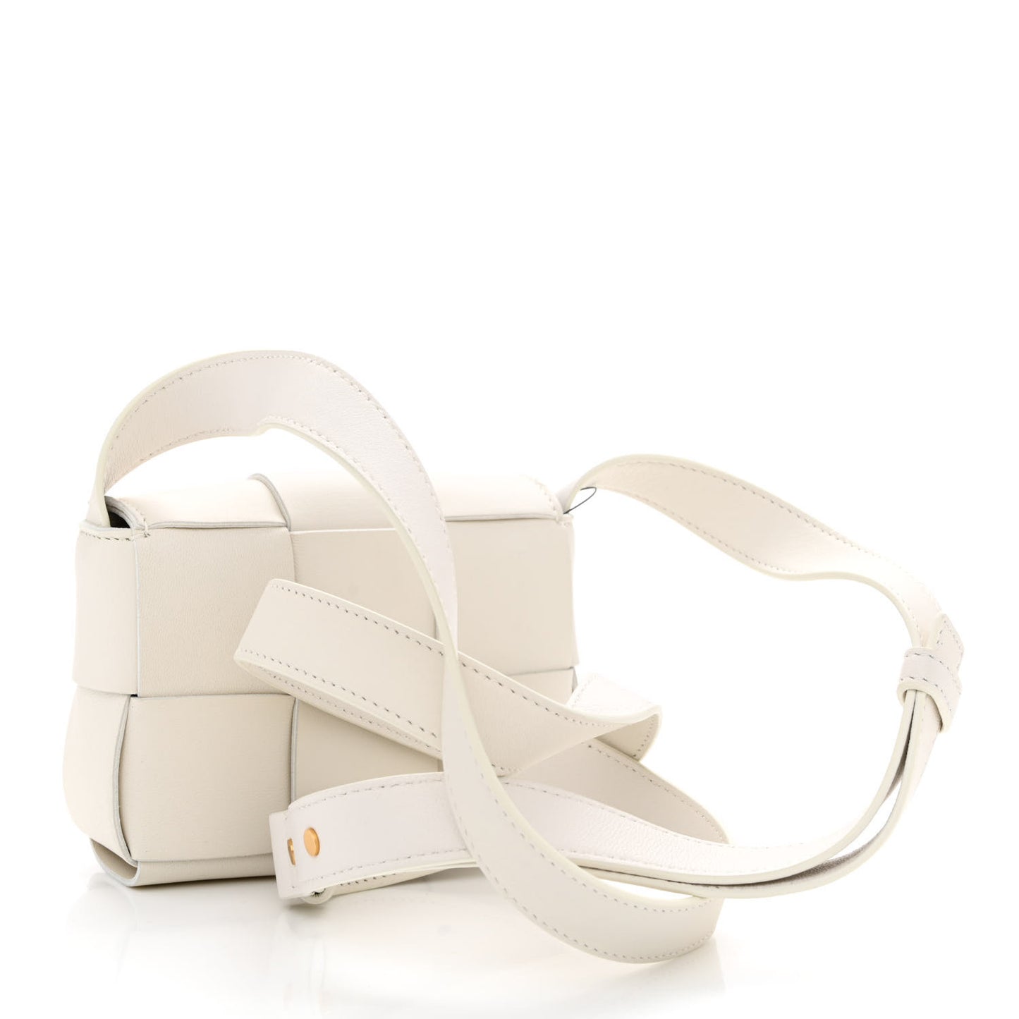 Lambskin Maxi Intrecciato Extra Mini Cassette Crossbody Bag White