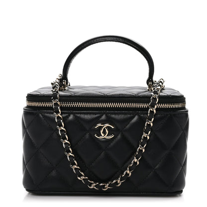 Chanel Lambskin Quilted Small Top Handle Vanity Case With Chain Black 1 of 13