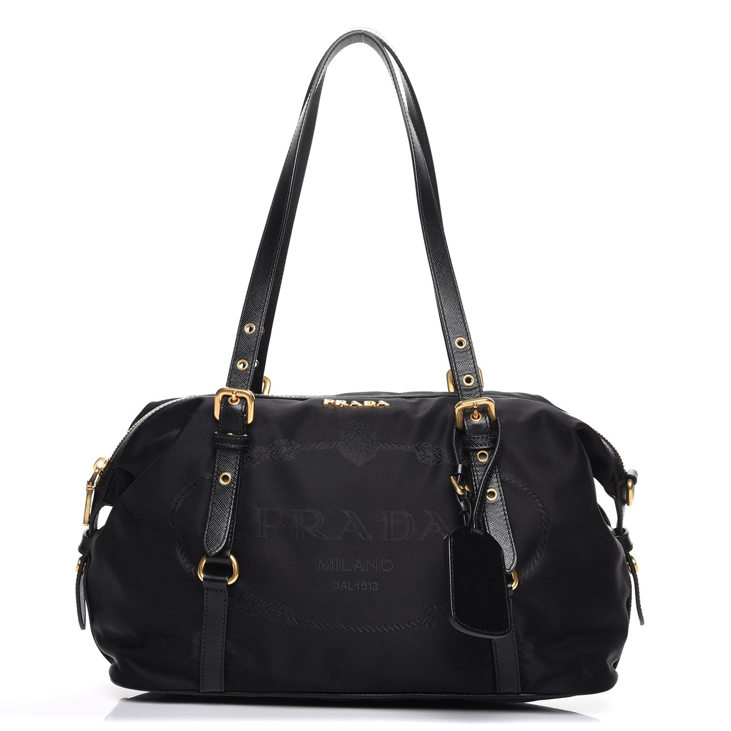 Tessuto Nylon Jacquard Logo Tote Nero Black