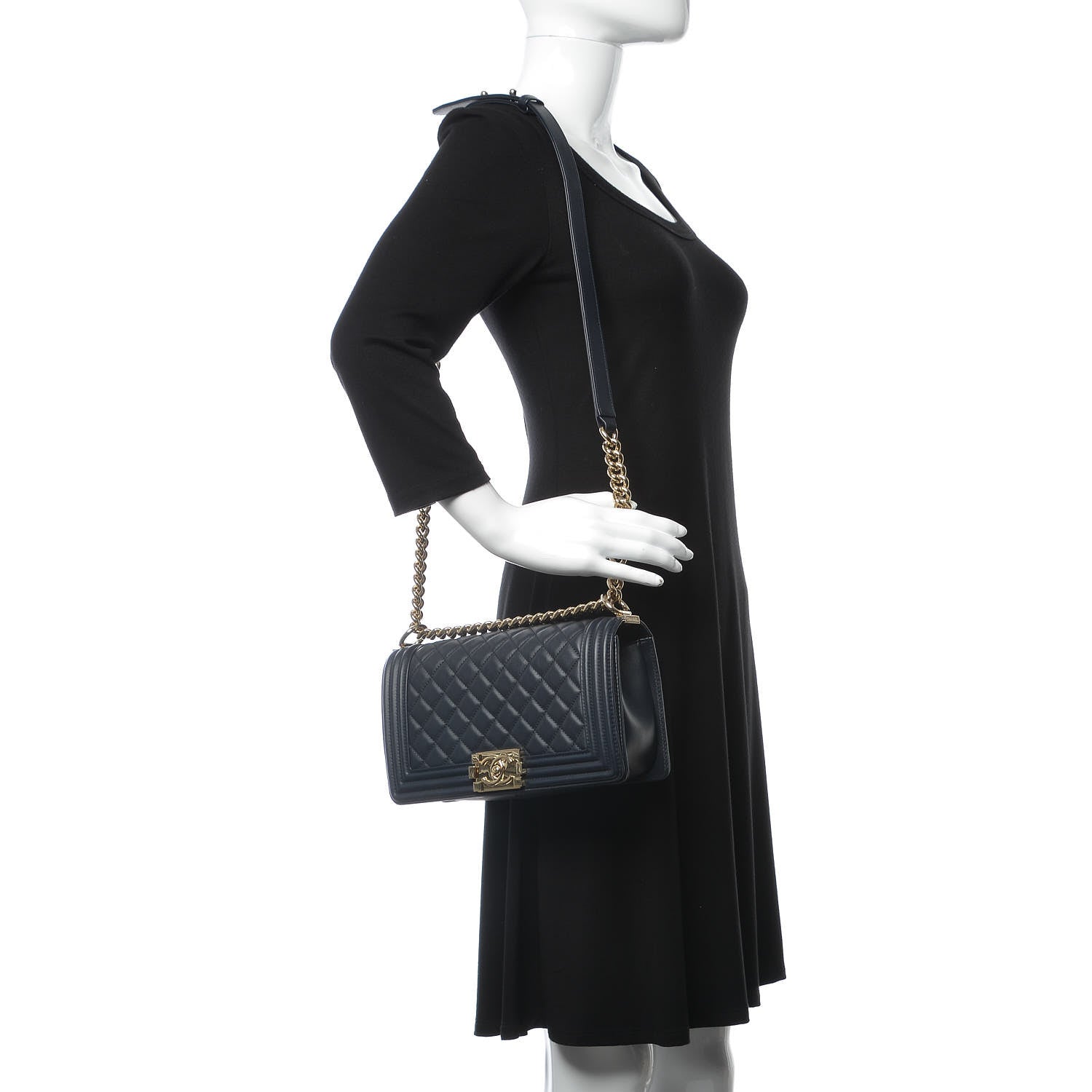 Chanel Lambskin Quilted Medium Boy Flap Dark Navy 2 of 7