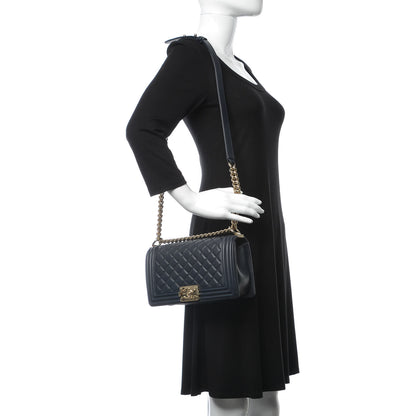 Chanel Lambskin Quilted Medium Boy Flap Dark Navy 2 of 7