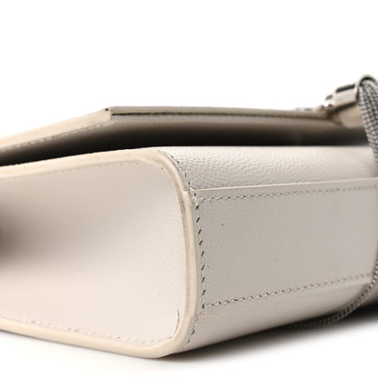 Saint Laurent Grain De Poudre Small Classic Monogram Kate Tassel Satchel Icy White 9 of 10