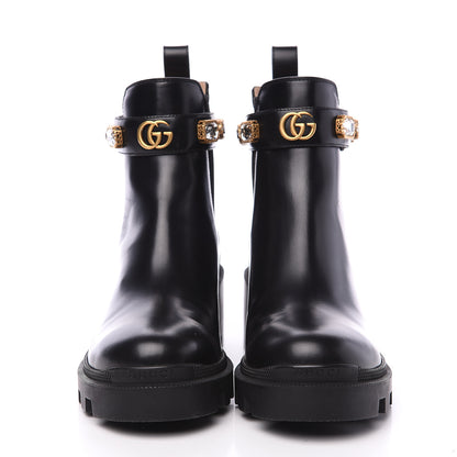 Gucci Calfskin Crystal GG Trip Chelsea Ankle Boots 38 Black 2 of 7