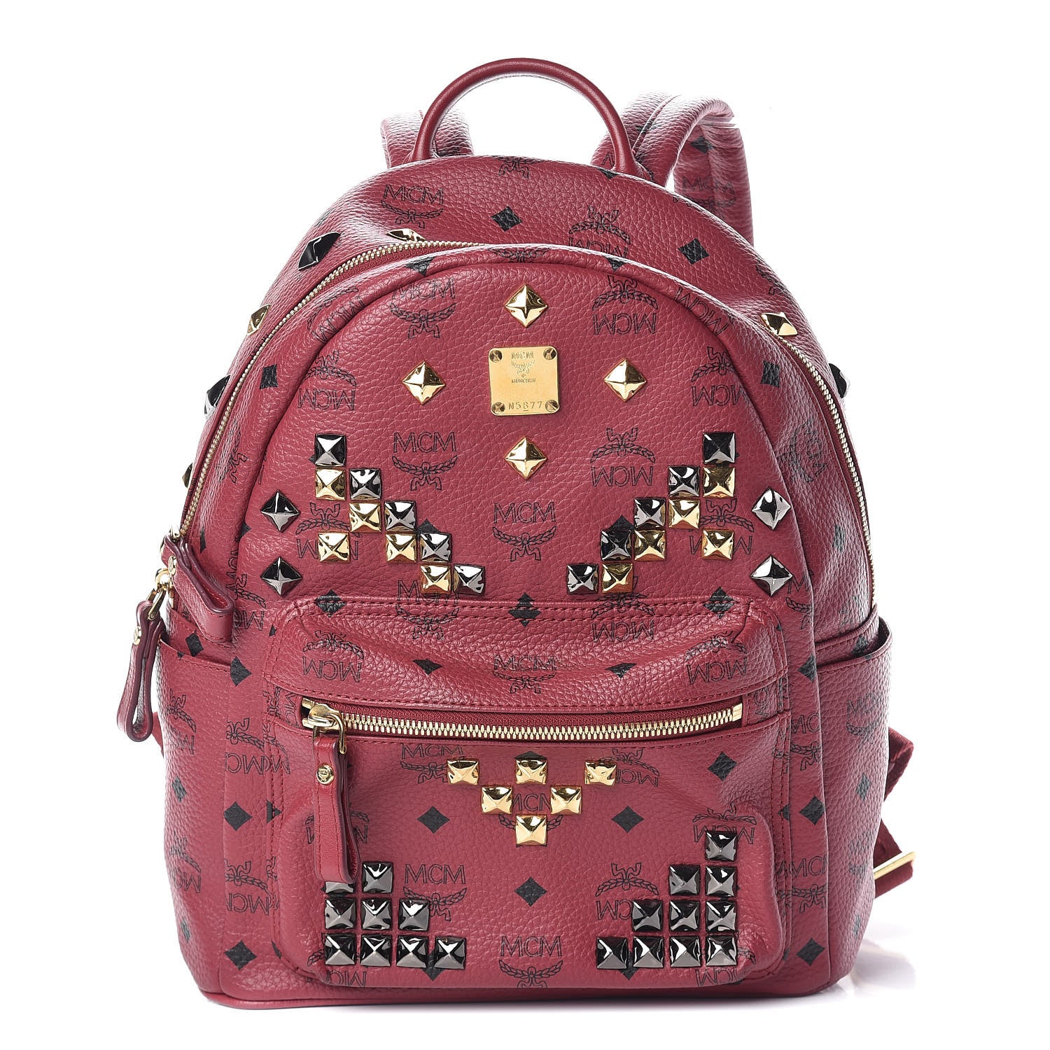 MCM Visetos Studded Small Stark M Backpack Scooter Red 1 of 10